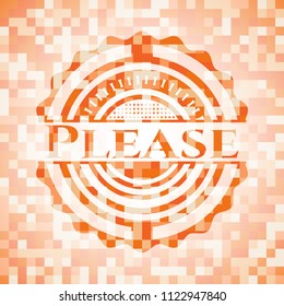  Please abstract emblem, orange mosaic background