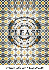 Please arabesque badge. arabic decoration.
