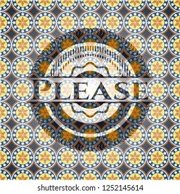 Please arabic badge. Arabesque decoration.