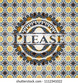  Please arabic emblem background. Arabesque decoration.