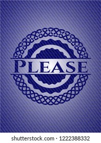 Please badge with denim background