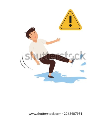 Please be careful wet floor is danger, Caution Warning Sign, Slipped fall on wet floor.