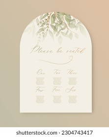 Bitte nehmen Sie eine Hochzeitskarte mit botanischen Blättern in grünem Wasser. Abstrakter floraler Hintergrund, Vektordesign