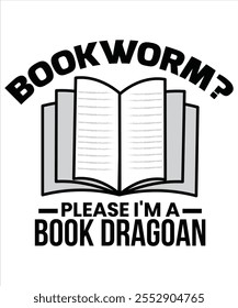 Bookworm, por favor, soy una camiseta de Book Dragoan, archivo de Vector