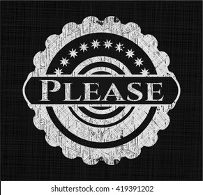 Por favor tiza emblema escrito en una pizarra