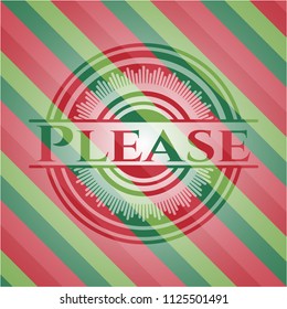 Please christmas colors emblem.