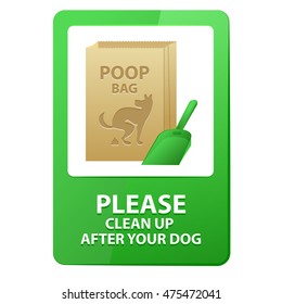 Please clean up after your dog. Vector stock illustration of a sign "Poop zone" for a dog owner