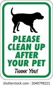 Please Clean Up After Your Pet Sign | Thank You for Picking Up After Your Dog | Neighborhood Signage | HOA and Property Management Layout | Design for Parks and Yards