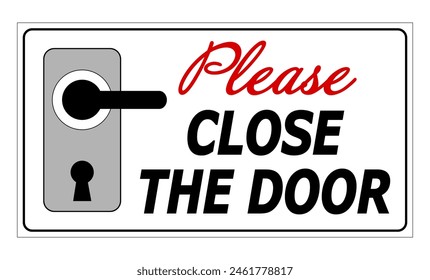 Please close the door. Courtesy information sign with door handle silhouette and text on the right.