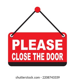 Please close the door sign vector design for store