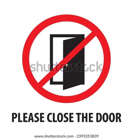 Please close the door vector sign symbol 