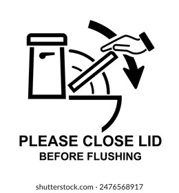 Please close lid before flushing sign isolated on background vector illustration