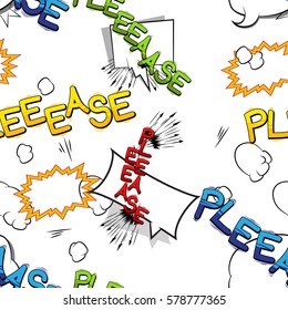Please - Comic book style word seamless pattern.