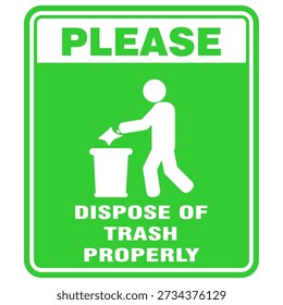 Please, dispose of trash Properly , sign vector