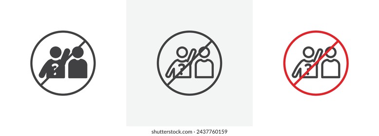 Please Do Not Ask Sign Isolated Line Icon Style Design. Simple Vector Illustration