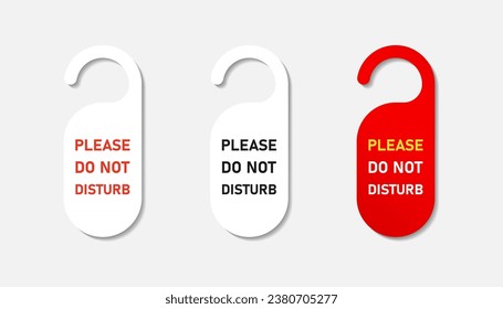 Please, do not disturb door hanger in realistic style with shadows, hotel service, rest, simple flat style vector illustration.