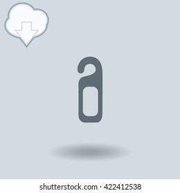 Please do not disturb door hanger icon with shadow. Cloud of download with arrow.