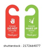 Please do not disturb hanging sign and please make up room concept for hang door hotel symbol illustration. 