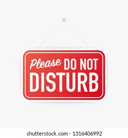 Please do not disturb hanging sign on white background. Sign for door. Vector stock illustration.