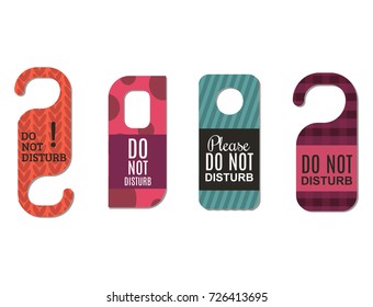 Please do not disturb hotel door quiet motel service room privacy concept vector card hang message .