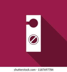 Please do not disturb icon isolated with long shadow. Hotel Door Hanger Tags. Flat design. Vector Illustration