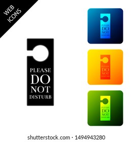 Please do not disturb icon isolated. Hotel Door Hanger Tags. Set icons colorful square buttons. Vector Illustration