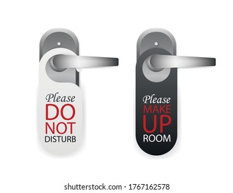 Please do not disturb and make up room signs on whte background. Vector illustration.