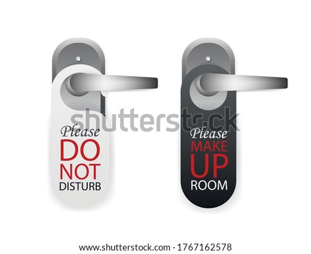 Please do not disturb and make up room signs on whte background. Vector illustration.
