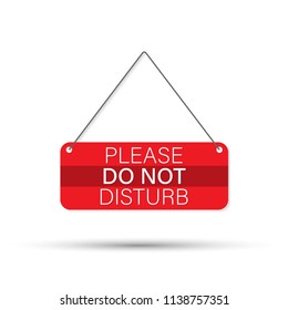 Please do not disturb, sign hanging on the white background. Vector stock illustration.