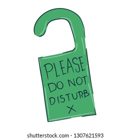 Please do not disturb sign, isolated on white background for travel, hotel and resort concept, hand drawn style. Vector Illustration