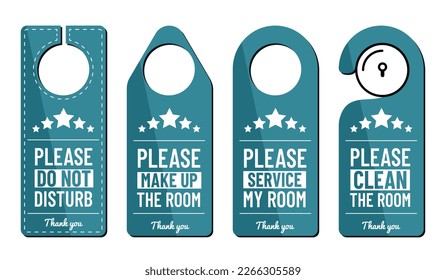 Please Do Not Disturb Sign Or Private Door Tag Set - Different Vector Illustrations Isolated On White Background