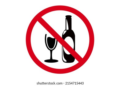 Please do not drink alcohol drinks or wine, red warning symbol