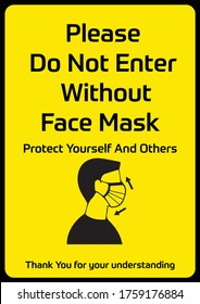 Please do not enter without a face mask or cover and gloves, Corona Health care Poster or Safety chart for Corporate office, Schools, Colleges, shops, hotels, society's, Life After COVID-19