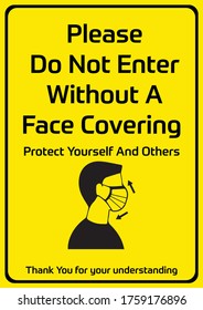 Please do not enter without a face mask or cover and gloves, Corona Health care Poster or Safety chart for Corporate office, Schools, Colleges, shops, hotels, society's, Life After COVID-19