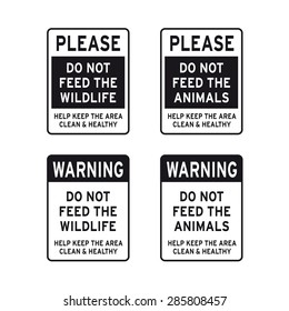 Please do not feed the wildlife animals sign vector set