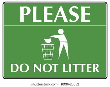 Please do not litter notice on green background vector illustration