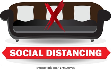 Please do not sit here on row seat chair to prevent from Coronavirus or Covid-19 pandemic. Vector illustration