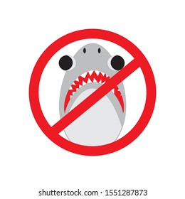please do not swim caution shark,vector flat cartoon singnal