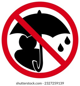 Please do not use an umbrella here, red restricted sign