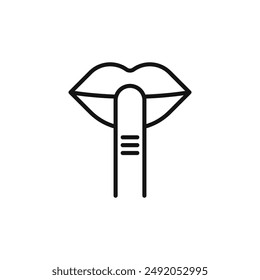 Please do quite pssst icon outline collection in black and on white background