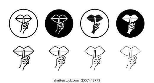 Please do quite pssst icon logo sign set vector outline