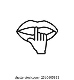 Please do quite pssst icon vector line logo art