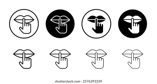 Please do quite pssst icon logo sign set vector outline