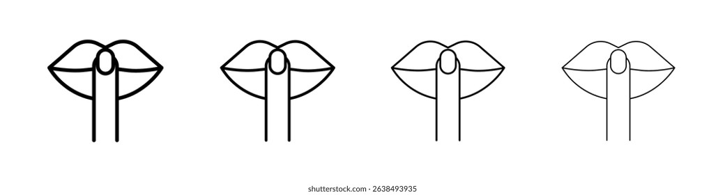 Please do quite pssst icon Outline sign symbol set