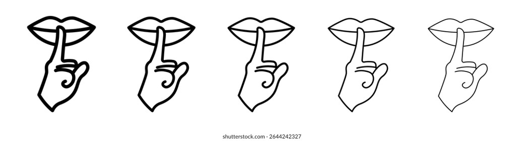 Please do quite pssst icon thin outline logo mark set