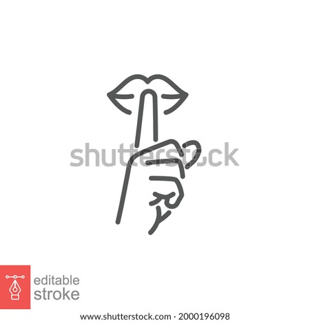 Please do quite pssst icon. Woman lips with finger showing silence sign. Do not disturb can be used for library infographic symbol. Editable vector illustration. Design on white background EPS 10 Stockfoto © 