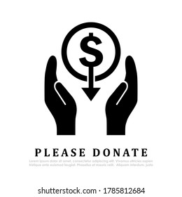 Please donate vector icon on white background
