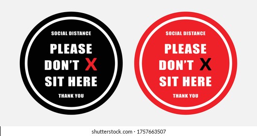 Please don't sit here for Keep Social Distance. For prevention of spreading the infection in Covid-19. Vector illustration of people icon with Social Distance concept.