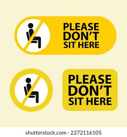 "Please Don't Sit Here"  Vector Icon set, black and yellow 