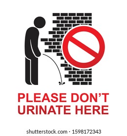 Please don't urinate here sign vector illustration.